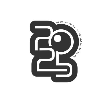 2025 calendar number for New Year typography and holiday date, vector icon. Happy New Year greeting card for 2025 celebration in retro or modern trendy font for invitation text or branding designのイラスト素材
