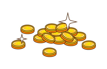 Cartoon retro golden coins for Saint Patrick Day or Irish holiday, vector luck symbol. Leprechaun gold coins with magic sparkle shine for Irish St Patrick Day holiday celebration and greeting cardのイラスト素材