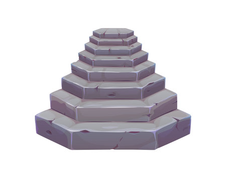 Castle stone stairs, cartoon rocky staircase or stairway, old palace ascent. Isolated vector stone stairs constructed from weathered stone plates, medieval architecture or gaming environment itemのイラスト素材