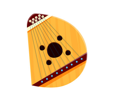 Kantele musical instrument font D letter. Sound festival or orchestra string classic acoustic instrument English ABC letter, musician equipment latin alphabet vector element, font typeset symbolのイラスト素材