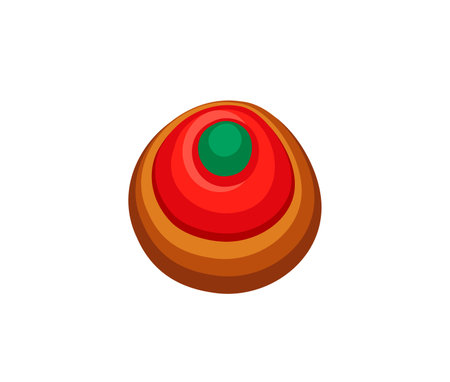 Merry Christmas gingerbread font, dot symbol with colorful red and green icing. Isolated cartoon vector xmas alphabet sign, winter holiday type, festive typeface glyph character for abc punctuationのイラスト素材