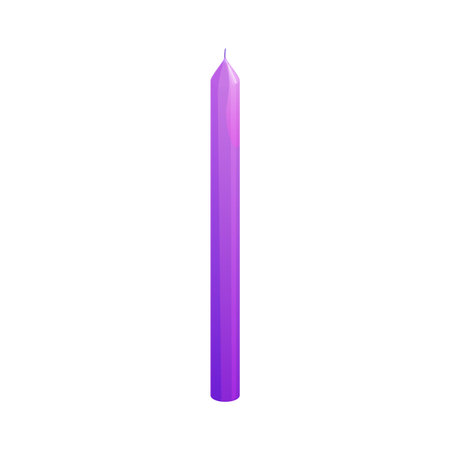 Cartoon lavender candle stick for aromatherapy or relaxation. Isolated vector candlelight with a vibrant purple color emphasizes a calming, soothing atmosphere for spa or wellness proceduresのイラスト素材