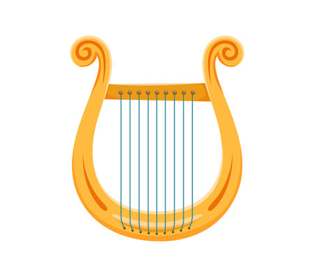 Harp or lyre musical instrument font U letter. Musician classic equipment English ABC element, band string lyra or orchestra acoustic musical instrument font typeset latin alphabet vector letterのイラスト素材