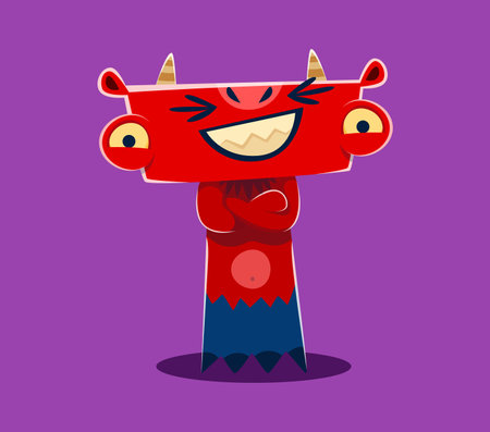 Halloween font letter T cute monster character. Spooky fantasy creature English alphabet element, bizarre devil, demon monster personage vector typeset symbol or silly Halloween animal ABC font letterのイラスト素材