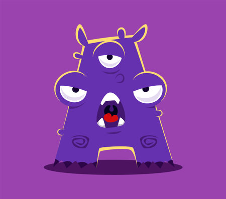 Halloween font letter A funny monster character. Silly fantasy creature English font letter, crazy Halloween beast vector ABC typeset symbol or spooky alien three eyed monster alphabet elementのイラスト素材