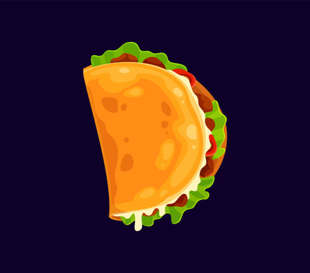 Fast food taco meal cartoon English ABC font typeface letter D. Takeaway appetizer Latin alphabet letter, street cafe vector ABC typeset D letter. Fast food menu cartoon English font typeset elementのイラスト素材
