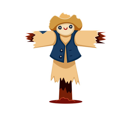 Farm font, cartoon letter type of garden scarecrow for kids typeface, vector English alphabet. Farm font for agriculture or harvest typeface, letter T funny scarecrow or birds scarer for farming typeのイラスト素材