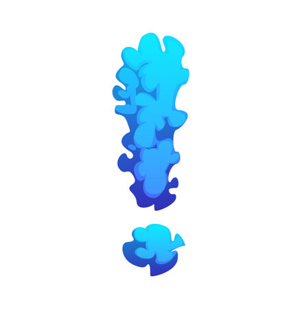 Cartoon underwater font coral punctuation exclamation mark. Sea nature ABC font special symbol, underwater wildlife isolated vector English typeset element or aquatic life alphabet punctuation signのイラスト素材