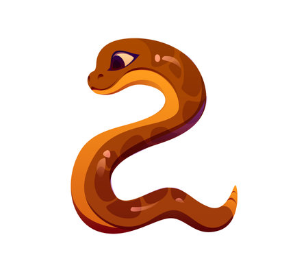 Western snake, cowboy font typeface digit 2 two. Wild West vintage alphabet typeface digit, Texas cowboy cartoon vector kids ABC typeface numeral symbol. Western sheriff math font figureのイラスト素材
