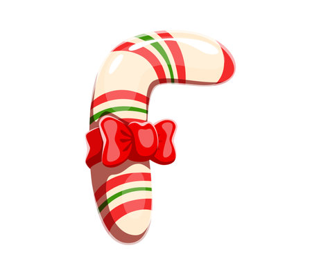 Bakery dessert font typeface candy cane letter F. Sweet type symbol, bakery vector kids ABC element. Dessert typeset letter or pastry and confectionery English alphabet font signのイラスト素材