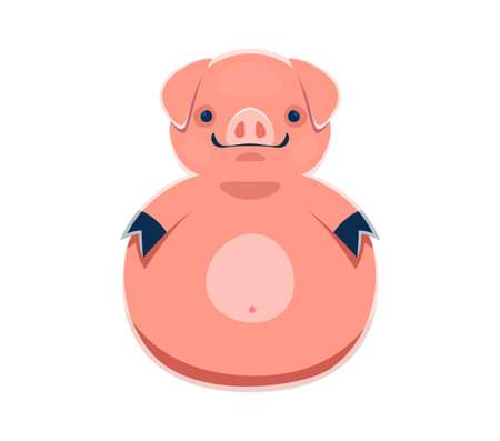 Farm font type of cartoon pig animal for number typeface, vector funny numeral. Farm font number 8 or Eight as pig for cattle farm or farmer agriculture type and kids funny numeric alphabet typefaceのイラスト素材