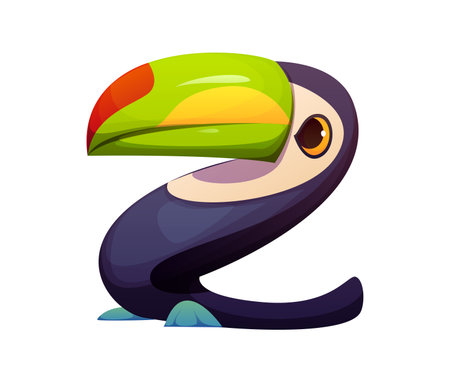 Cartoon Mexican font toucan bird letter Z. Hispanic culture holiday latin font letter. Mexican festival bird isolated vector English alphabet symbol or Cinco de Mayo ABC typeset elementのイラスト素材