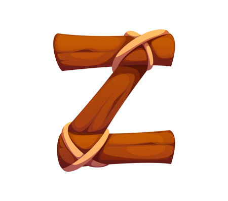 Texas wooden log, cowboy font letter Z. Wild West cowboy kids ABC font letter, Texas vintage vector English alphabet symbol. American history cartoon type sign or Western sheriff typeset elementのイラスト素材