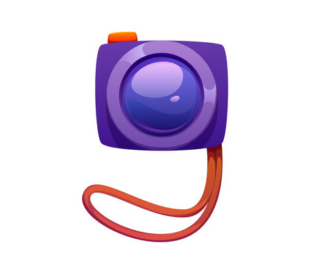 Summer vacation leisure cartoon font photo camera digit 9 nine. Holiday vacation alphabet typeface number, summer travel vector font digit. Tourist kids ABC type numeral symbol or math typeface figureのイラスト素材