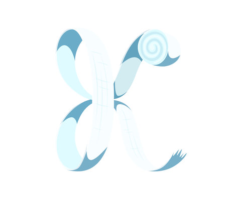 Medicine cartoon font bandage letter K. Medicine English alphabet typeset element, hospital isolated vector font letter. Healthcare kids ABC typeface symbol or medical cartoon type signのイラスト素材