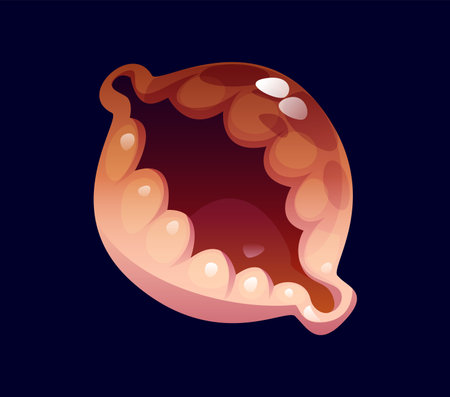 Beach seashell cartoon font letter Q. Coral reef shell typeset symbol, ocean mussel cartoon vector type sign. Sea seashell English alphabet font letter or kids ABC typeface elementのイラスト素材