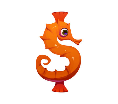 Cartoon underwater font dollar currency sign. Sea animal English alphabet element, underwater nature creature isolated vector latin typeset punctuation sign or aquatic wildlife ABC font special symbolのイラスト素材