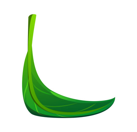 Plant green leaf font letter L. Plant English alphabet typeface sign, nature green leaf cartoon isolated vector kids ABC font element. Environment clean ecology latin type letter or typeset symbolのイラスト素材