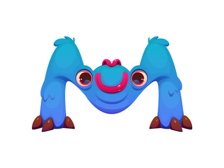 Bizarre monster character cartoon font letter M. Fantasy monster character English alphabet typeset sign, crazy bugaboo scarecrow kids ABC vector font element. Strange horror creature type symbolのイラスト素材