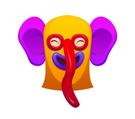 Barranquilla Colombian carnival holiday symbol of marimonda monkey, vector mask. Carnaval de Barranquilla or Colombian carnival folklore fiesta icon of marimonda face mask from traditional costumeのイラスト素材