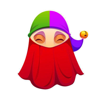 Barranquilla Colombian carnival holiday symbol of monocuco mask, cartoon vector. Colombian dance carnival or Carnaval de Barranquilla folklore fiesta, traditional costume of monocuco face maskのイラスト素材