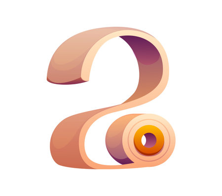 Medicine font, elastic bandage roll digit 2 two. Medical therapy alphabet type figure, hospital isolated cartoon vector font numeral symbol. Medicine ABC typeface digit or math typeface numberのイラスト素材