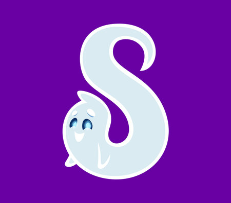 Halloween font 8 digit ghost cartoon happy character. Halloween spooky creature character font typeset numeral symbol or English ABC vector eight digit, ghost funny personage alphabet figure or numberのイラスト素材