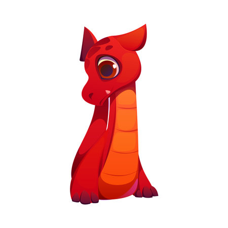 Fairy red dragon character font letter I. Red monster personage typeset symbol or cartoon vector sign. Fantasy reptile character English alphabet type element or Asian dragon kids ABC font letterのイラスト素材