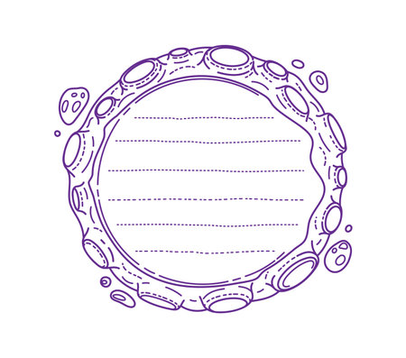 Space planet craters kids memo note template. Kids memo note vector template, diary coloring page. Child education planner checklist or schedule To Do list frame with moon, mars galaxy planet cratersのイラスト素材