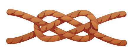 Cartoon 3D pirate game, sailing knot for Caribbean corsairs GUI asset, vector icon. Ship sailing knot or sailboat mooring rope and boat accessory for corsairs and pirate adventure arcade game assetのイラスト素材