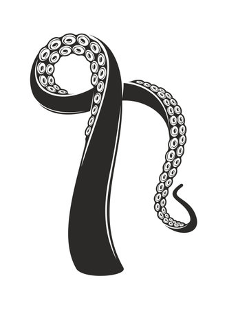 Octopus tentacle tattoo of kraken and squid monster or sea cthulhu, vector art design. Octopus tentacle or marine creature and giant cuttlefish leg or arm hand of aquatic animal for nautical tattooのイラスト素材