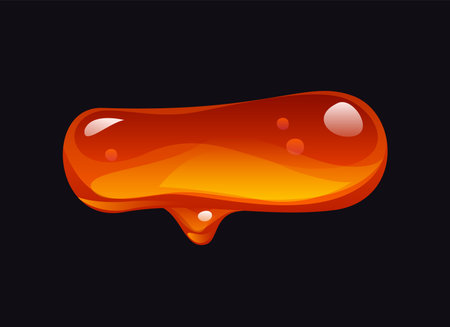 Tasty honey cartoon font punctuation dash. Sweet amber flow typeface sign, caramel vector ABC typeset element. Yellow candy English alphabet font symbol or tasty honey cartoon English type markのイラスト素材