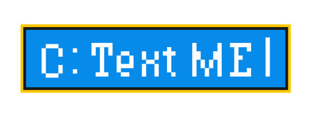 Text me Y2K retro sticker, funky print or label. Vintage nostalgic vector patch, vibe cool sticker. 60s 80s Y2K colorful label or retro funky tag with computer operating system console disk commandのイラスト素材