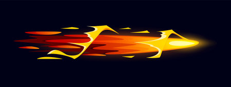 Cartoon game gun effect, magic power, wizard glow vfx light or magical ui animation. Vector red and...