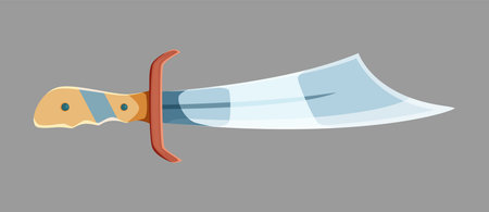 Cartoon pirate sword with a wide silver blade. Isolated vector corsair cutlass for naval fantasy...