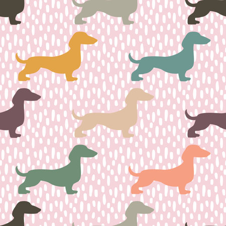 Dachshund seamless pattern. Cute dachshund background.の写真素材