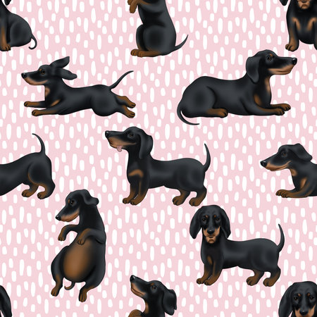 Seamless pattern with dachshunds. Vector illustrationの写真素材