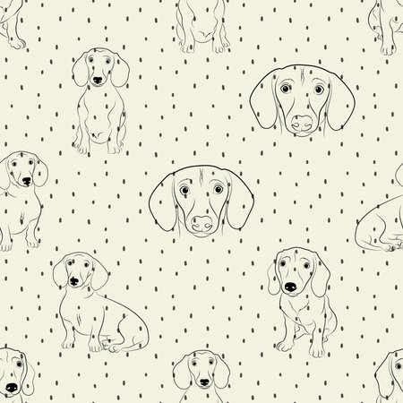 Seamless pattern with dachshund. Vector illustration.の写真素材