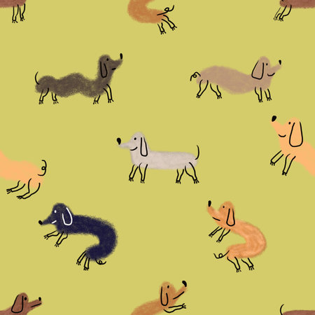 Seamless pattern with dogs. Hand-drawn watercolor illustration.の写真素材