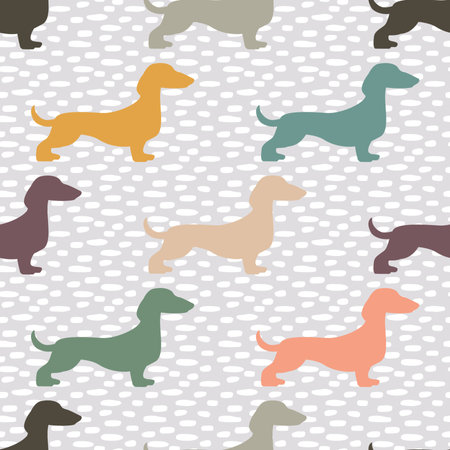 Seamless pattern with dachshunds. Vector illustration.の写真素材
