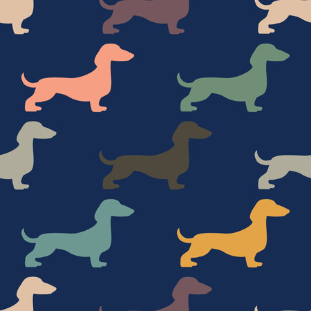 Dachshund dog seamless pattern. Vector illustration in flat style.の写真素材