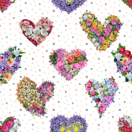 Seamless pattern with flowers in the shape of a heart.の写真素材