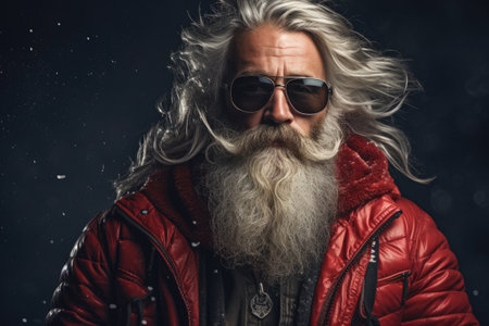 Stylish hipster santa claus in sunglassesの素材