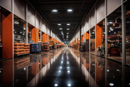 warehouse of a large-scale shopping centerの素材