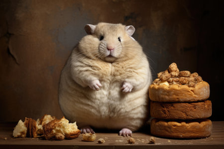 Fat lazy rat or mouse, concept of obesity, sedentary lifestyleの素材