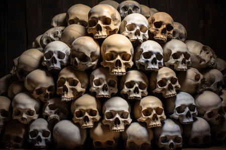Mountain of human skulls and bonesの素材