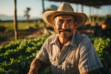 Senior farmer working in a vegetable gardenの素材
