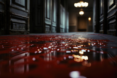 pool of blood in the house. Concept of a domestic killingの素材
