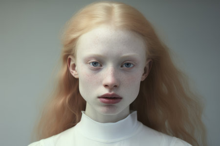 Portrait of a young beautiful albino girlの素材