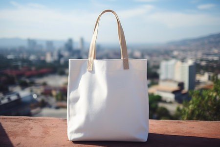 White eco friendly bag made from white recycled canvasの素材